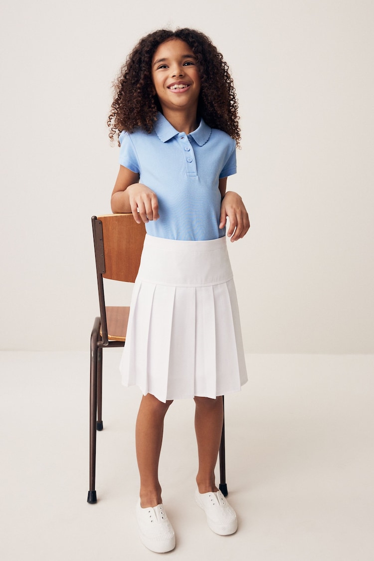 White Longer Length Regular Waist Pleated School Skirts 2 Pack (3-16yrs) - Image 2 of 8