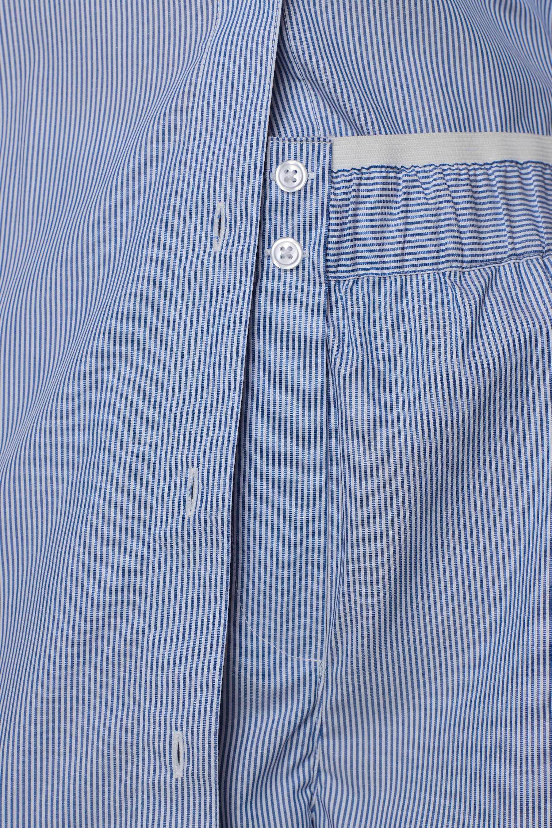Blue White Oversized Boy Striped Shorts