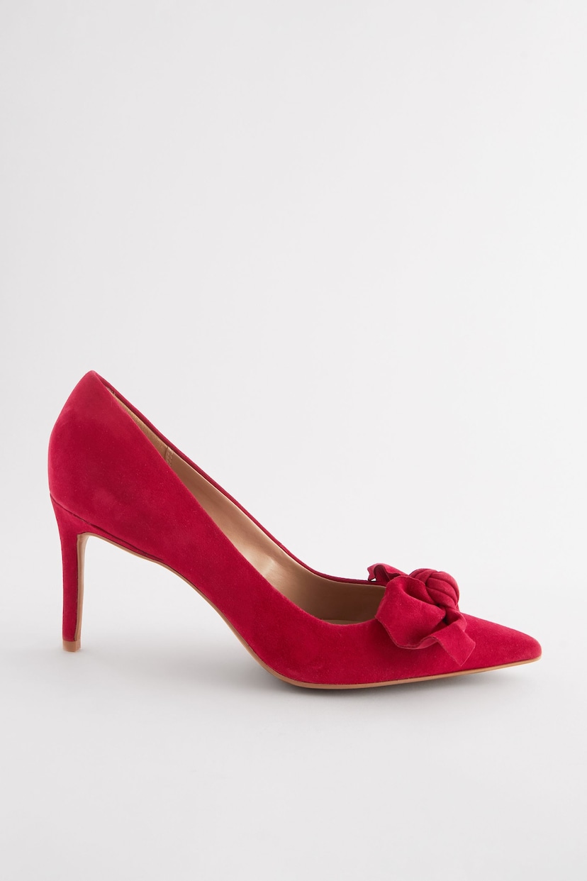 Red Forever Comfort® Leather Bow Mid Court Shoes - Image 4 of 7