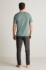 Grey/Sage Green Short Sleeve Jersey Pyjamas Set - Image 6 of 14