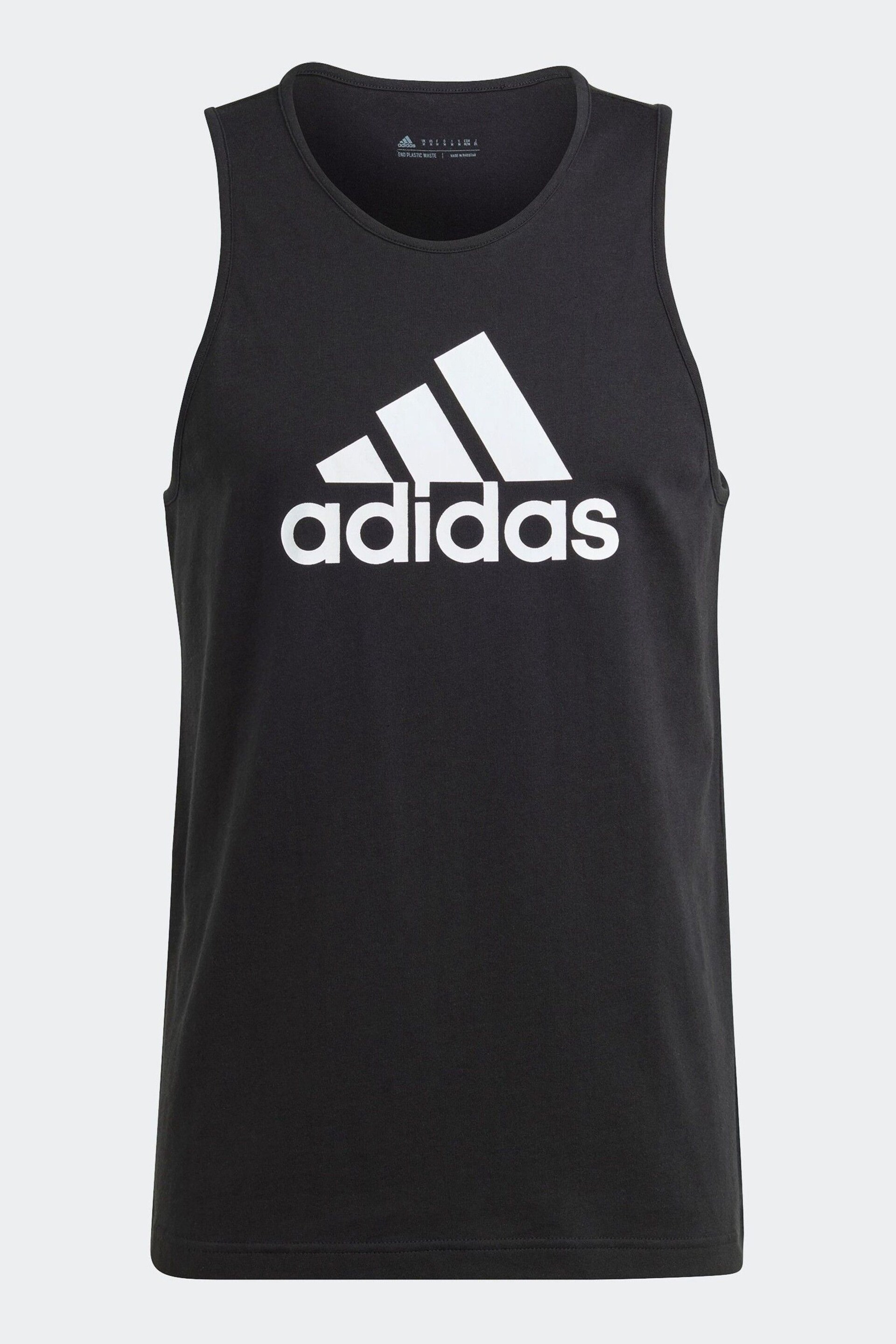 adidas Black/White Big Logo Vest Top - Image 7 of 7