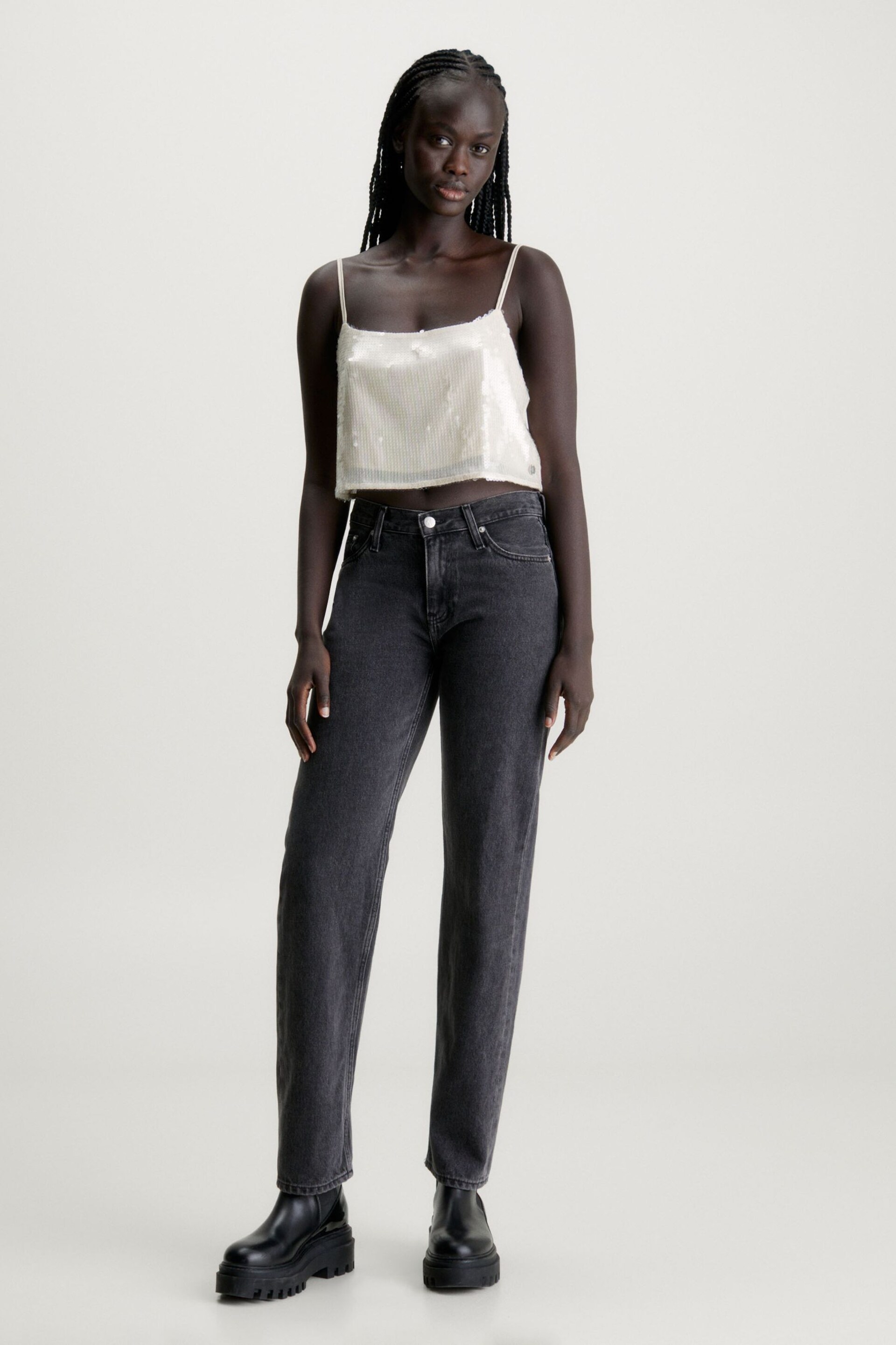 Calvin Klein Silver Sequin Top - Image 3 of 5