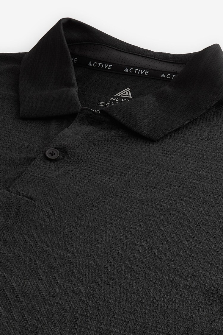 Black Active Mesh Golf Polo Shirt - Image 6 of 7