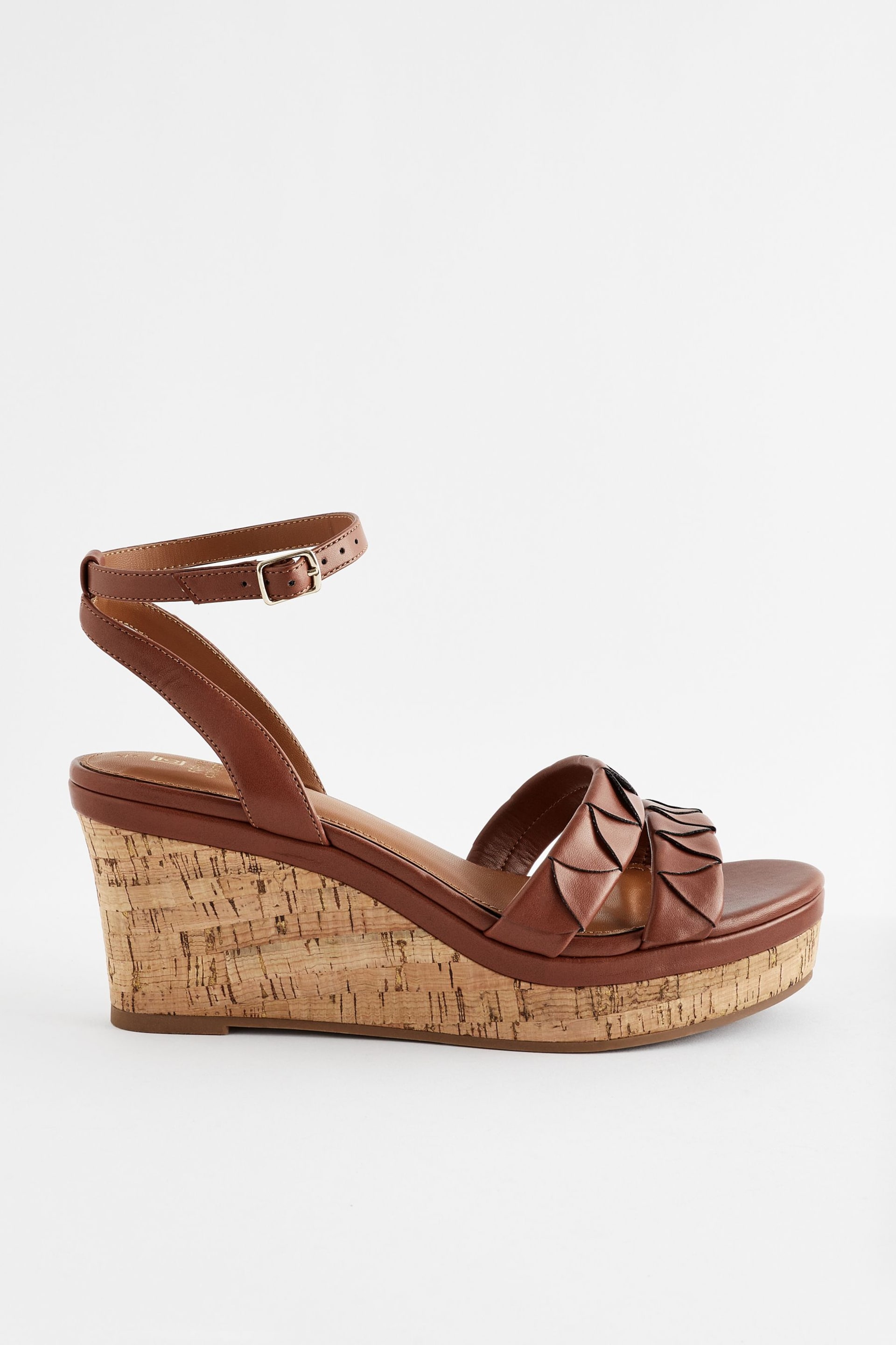 Tan Brown Regular/Wide Fit Forever Comfort® Double Strap Wedges - Image 4 of 9