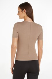 Calvin Klein Brown Modal Rib T-Shirt - Image 2 of 6