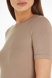 Calvin Klein Brown Modal Rib T-Shirt - Image 3 of 6