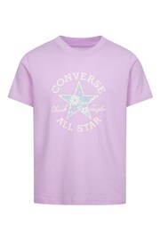 Converse Purple Floral Graphic T-Shirt - Image 1 of 2