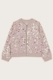 Monsoon Pink All-Over Sequin Bomber Jacket - Image 1 of 3