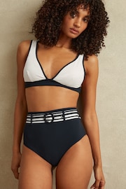 Reiss Navy/White Jessica High Rise Belted Bikini Bottoms - Image 1 of 5