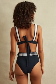 Reiss Navy/White Jessica High Rise Belted Bikini Bottoms - Image 4 of 5