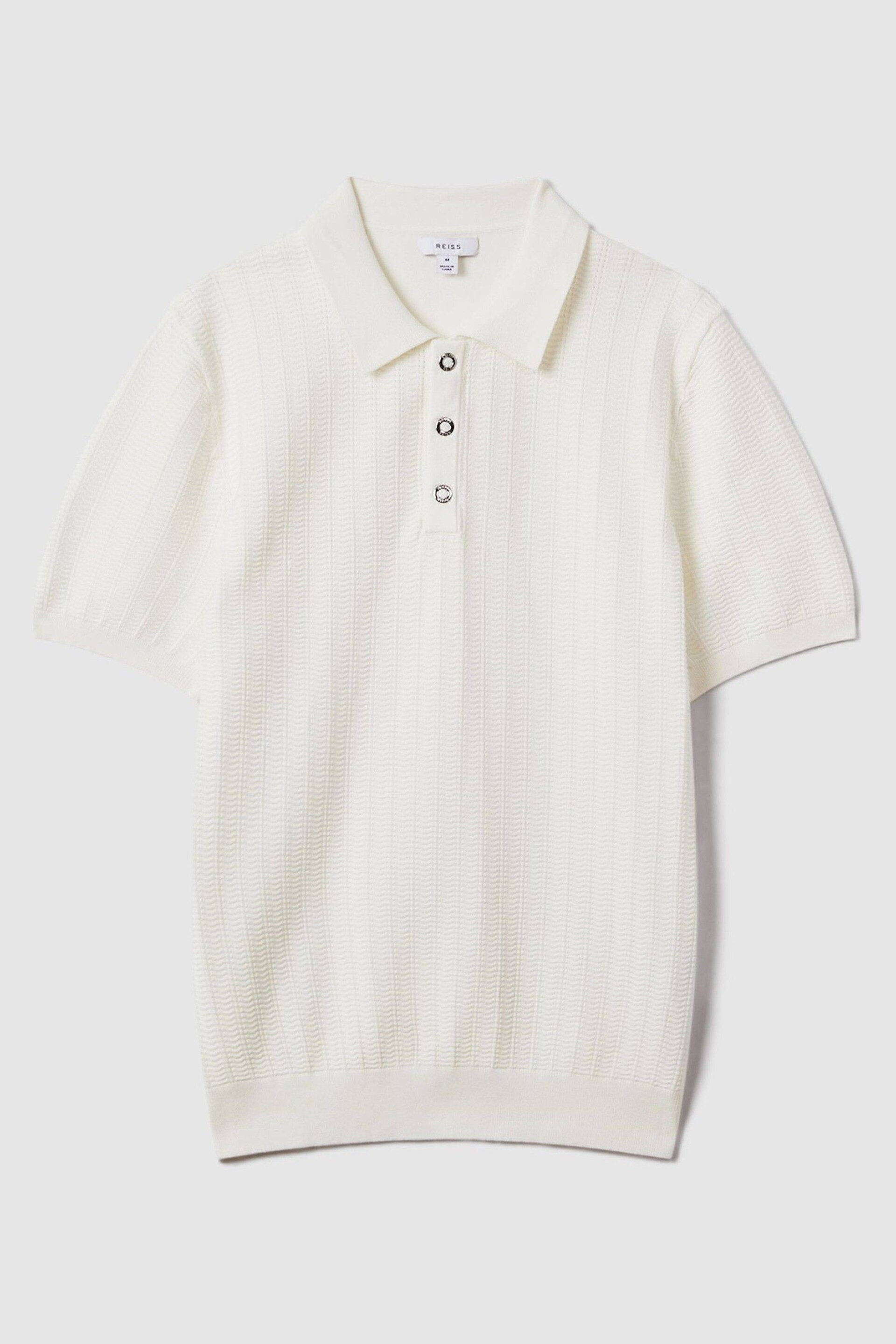 Reiss White Pascoe Textured Modal Blend Polo Shirt - Image 2 of 7