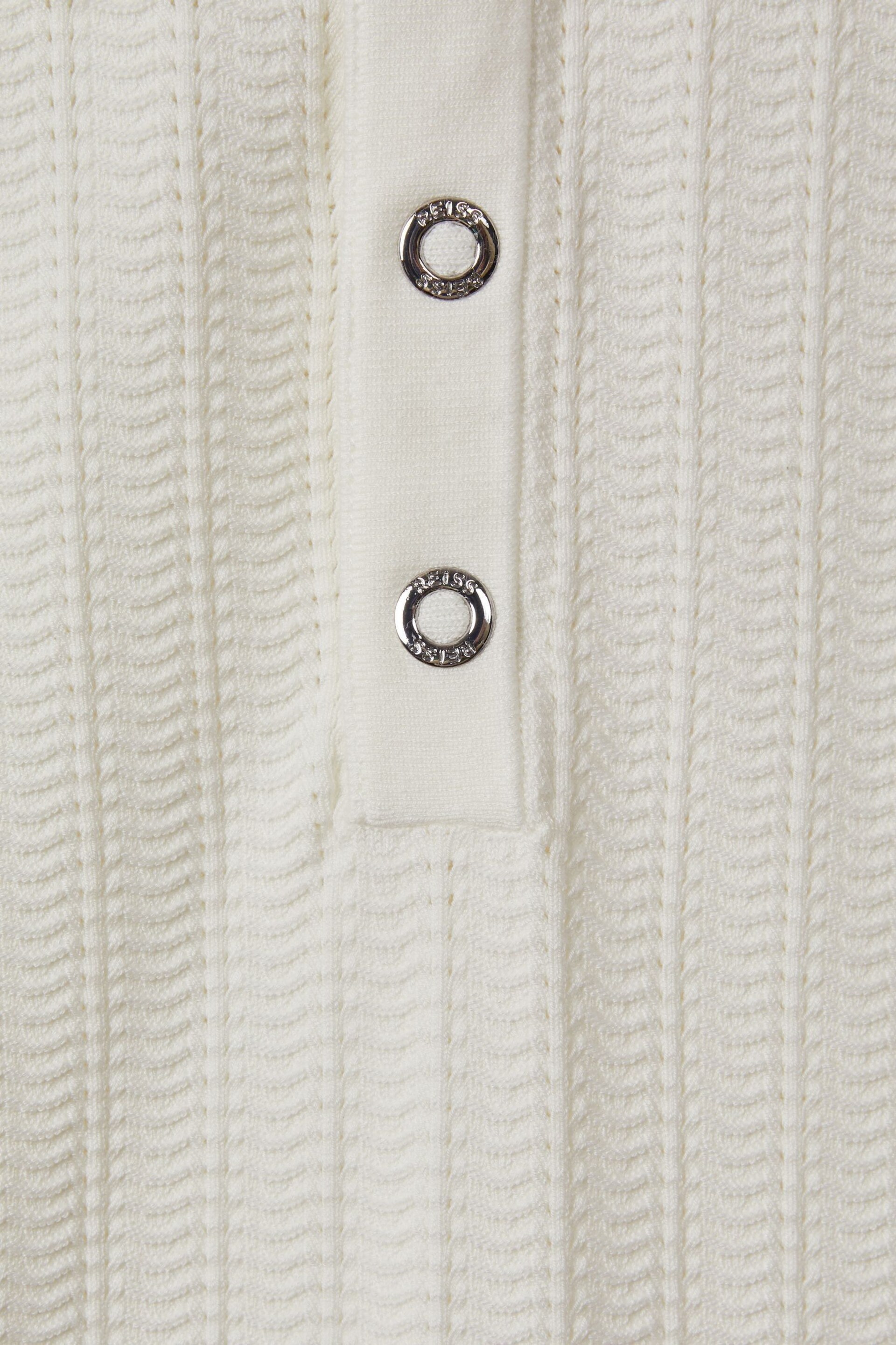 Reiss White Pascoe Textured Modal Blend Polo Shirt - Image 7 of 7