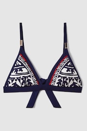Reiss Navy/Red Mia Printed Triangle Bikini Top - Image 2 of 6