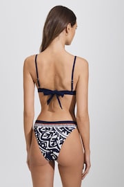 Reiss Navy/Red Mia Printed Triangle Bikini Top - Image 5 of 6