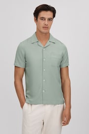 Reiss Pistachio Tokyo Cuban Collar Button-Through Shirt - Image 1 of 6