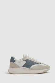 Reiss Airforce Blue Emmett Leather Suede Running Trainers - Image 1 of 5