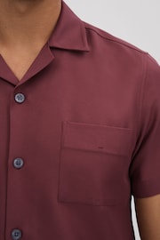 Reiss Brick Red Tokyo Cuban Collar Button-Through Shirt - Image 4 of 5