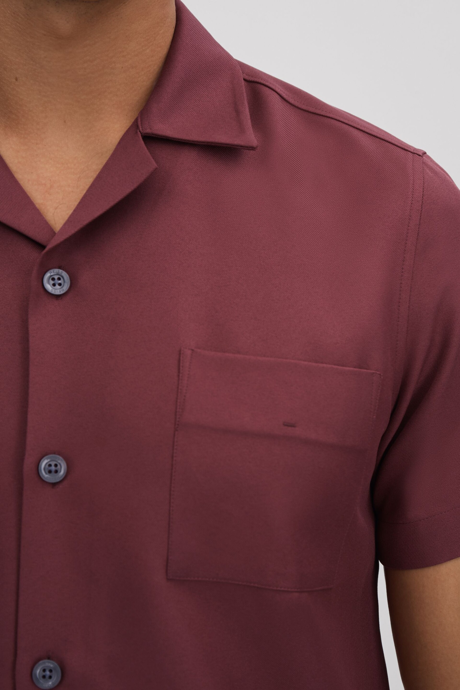 Reiss Brick Red Tokyo Cuban Collar Button-Through Shirt - Image 4 of 5