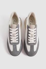 Reiss Grey/White Casper Leather Colourblock Running Trainers - Image 3 of 5