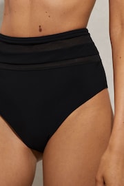 Reiss Black Jemma High Rise Mesh Bikini Bottoms - Image 3 of 5