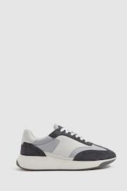 Reiss Grey Mix Emmett Leather Suede Running Trainers - Image 1 of 5