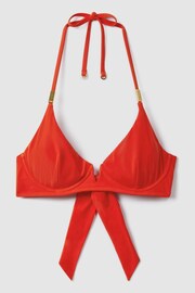 Reiss Red Aubrey Underwired Tie Back Bikini Top - Image 2 of 6