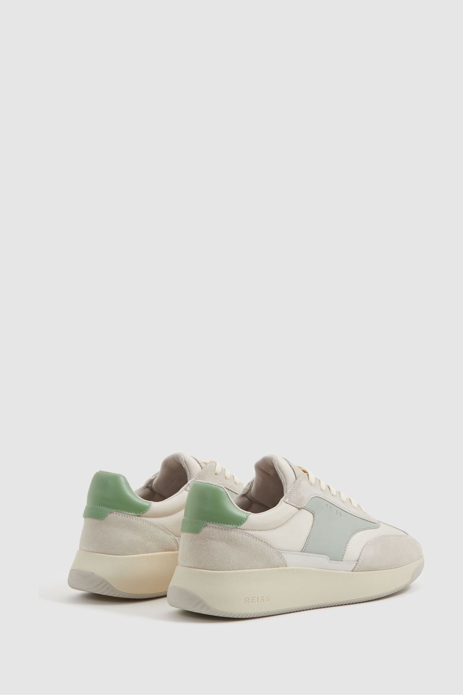 Reiss Pistachio/White Emmett Leather Suede Running Trainers - Image 2 of 4