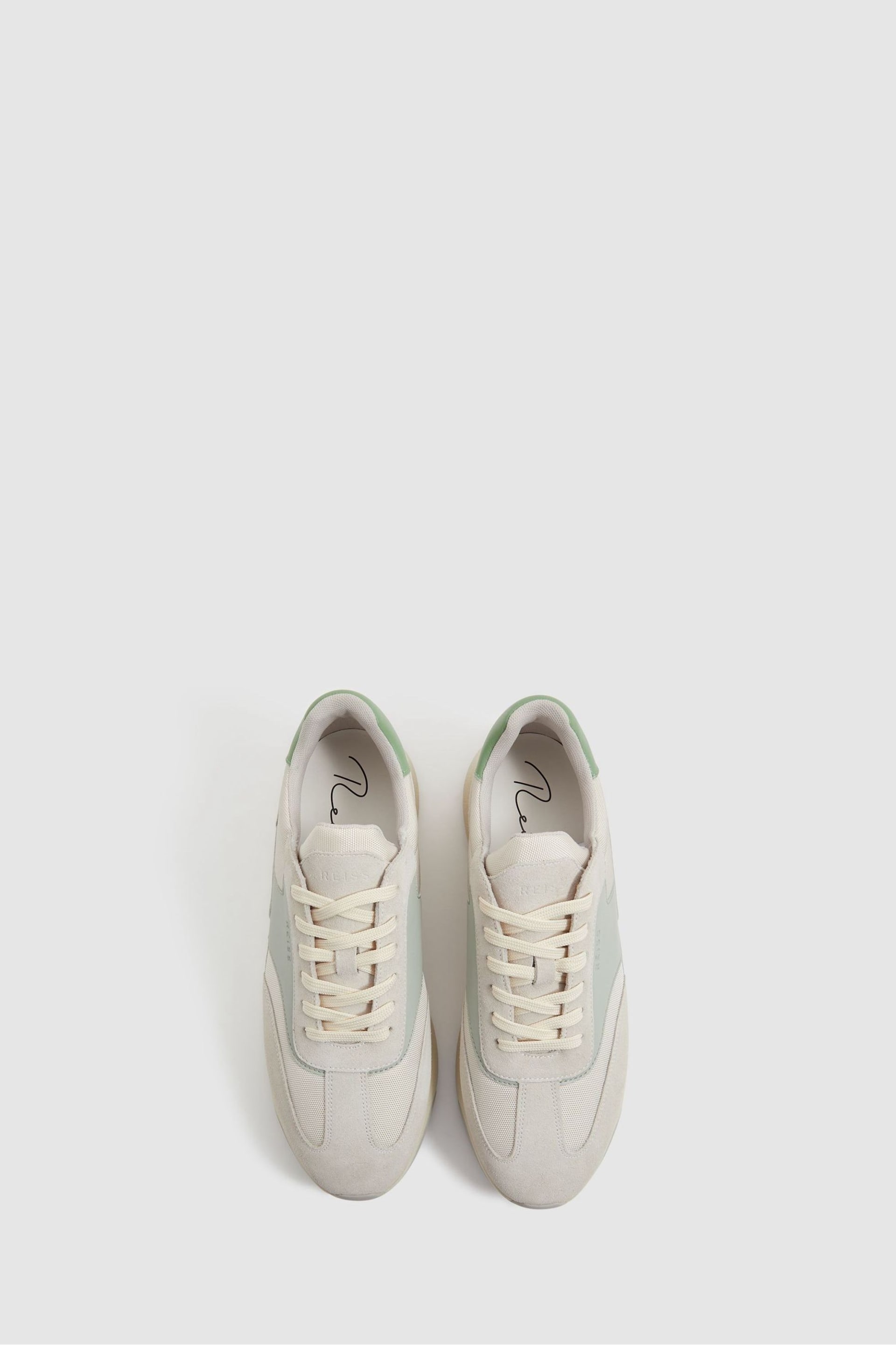 Reiss Pistachio/White Emmett Leather Suede Running Trainers - Image 3 of 4