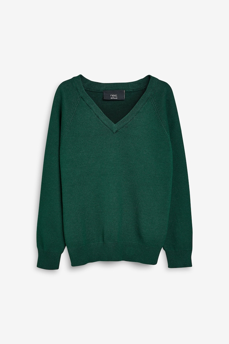 Green Knitted V-Neck School Jumper (3-16yrs) - Image 1 of 7