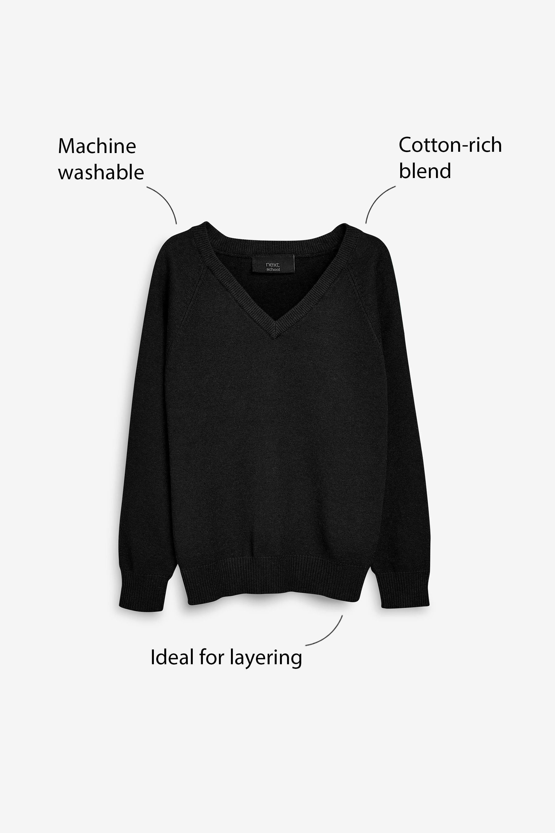 Buy Black Knitted V Neck School Jumper 3 16yrs from Next Canada