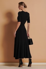 Jolie Moi Black Wrap Front Frill Hem Maxi Dress - Image 2 of 6