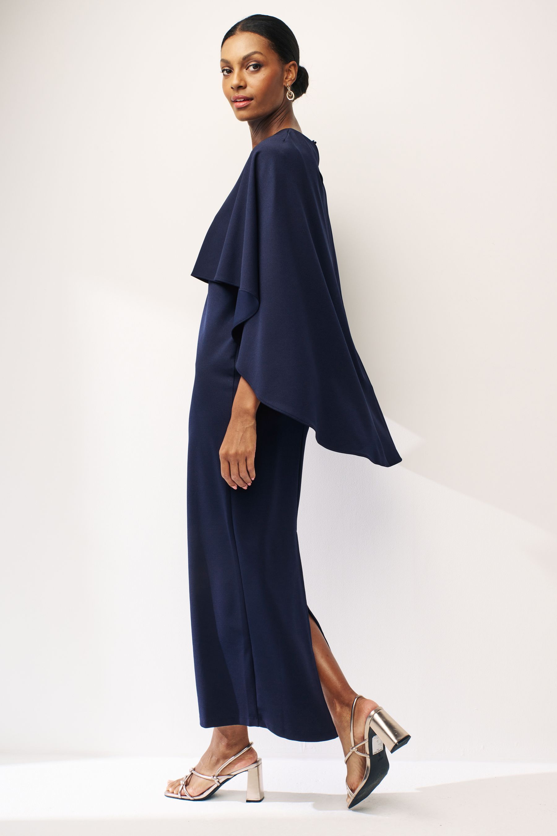 Buy Navy Blue Cape Detail Maxi Dress from the Next UK online shop