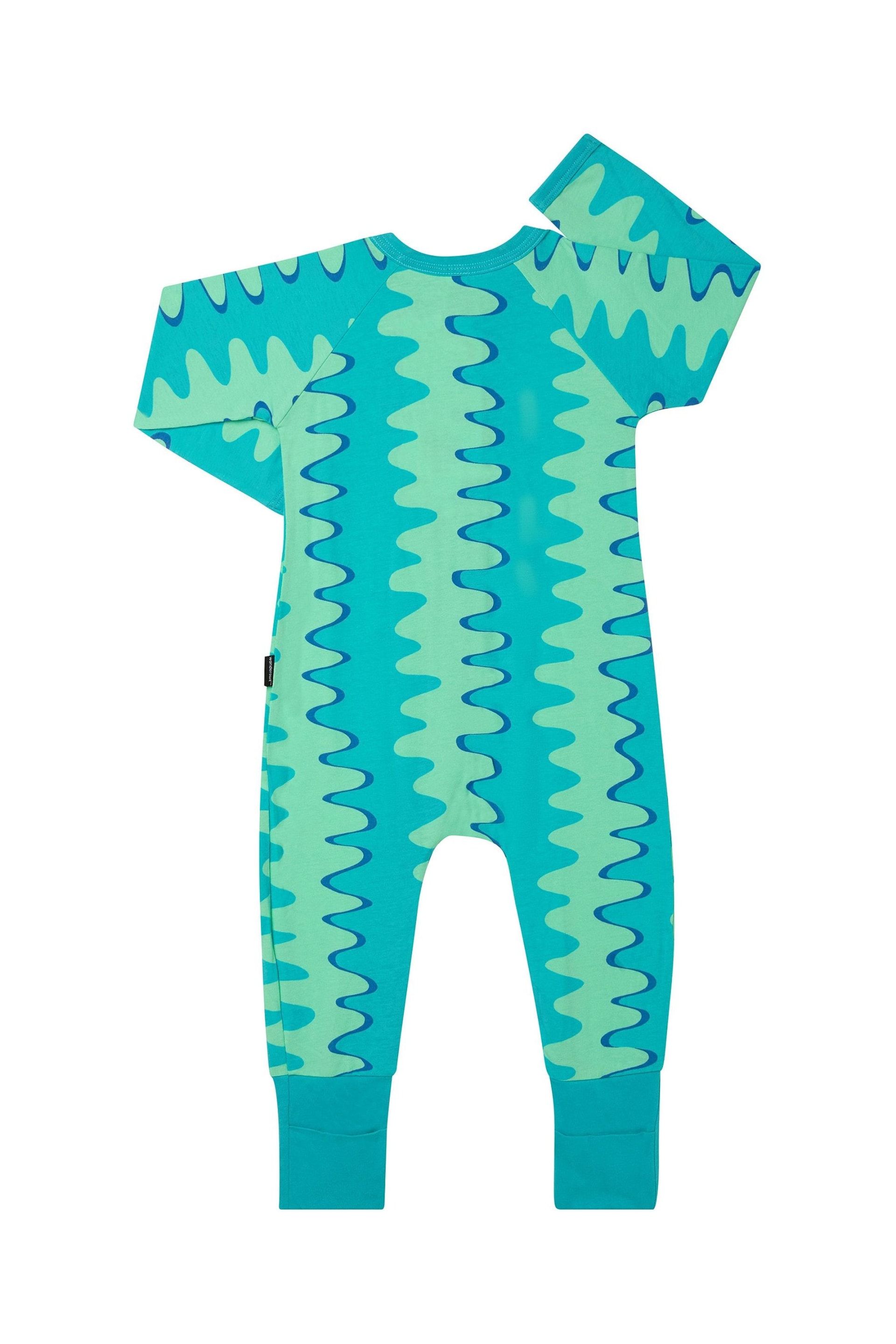 Bonds Green Dinosaur Stripe Abstract Print Zip Sleepsuit - Image 2 of 2