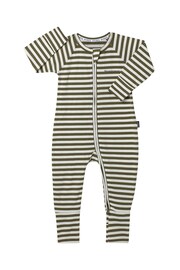 Bonds Green Stripe Zip Sleepsuit - Image 1 of 7