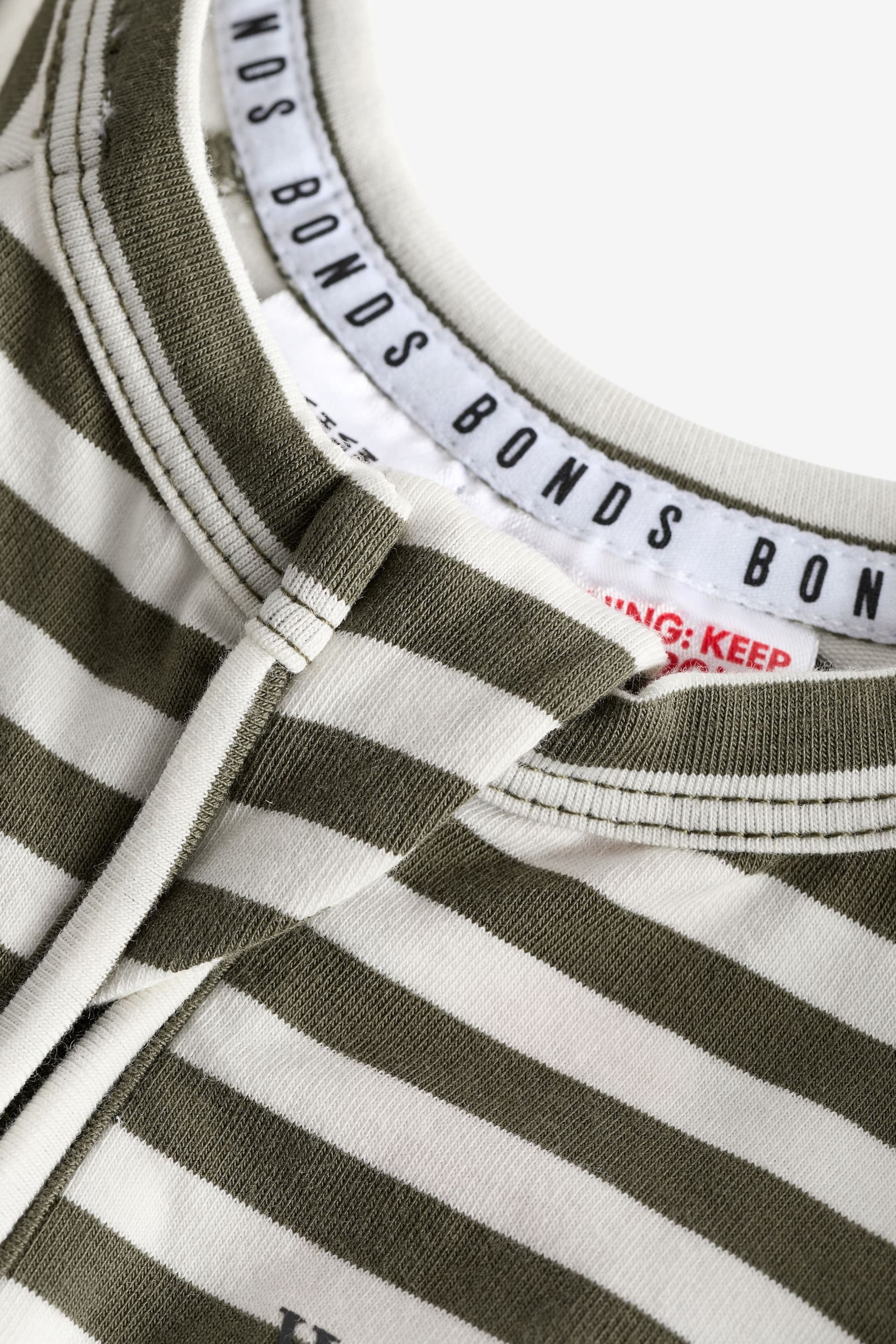 Bonds Green Stripe Zip Sleepsuit - Image 4 of 7