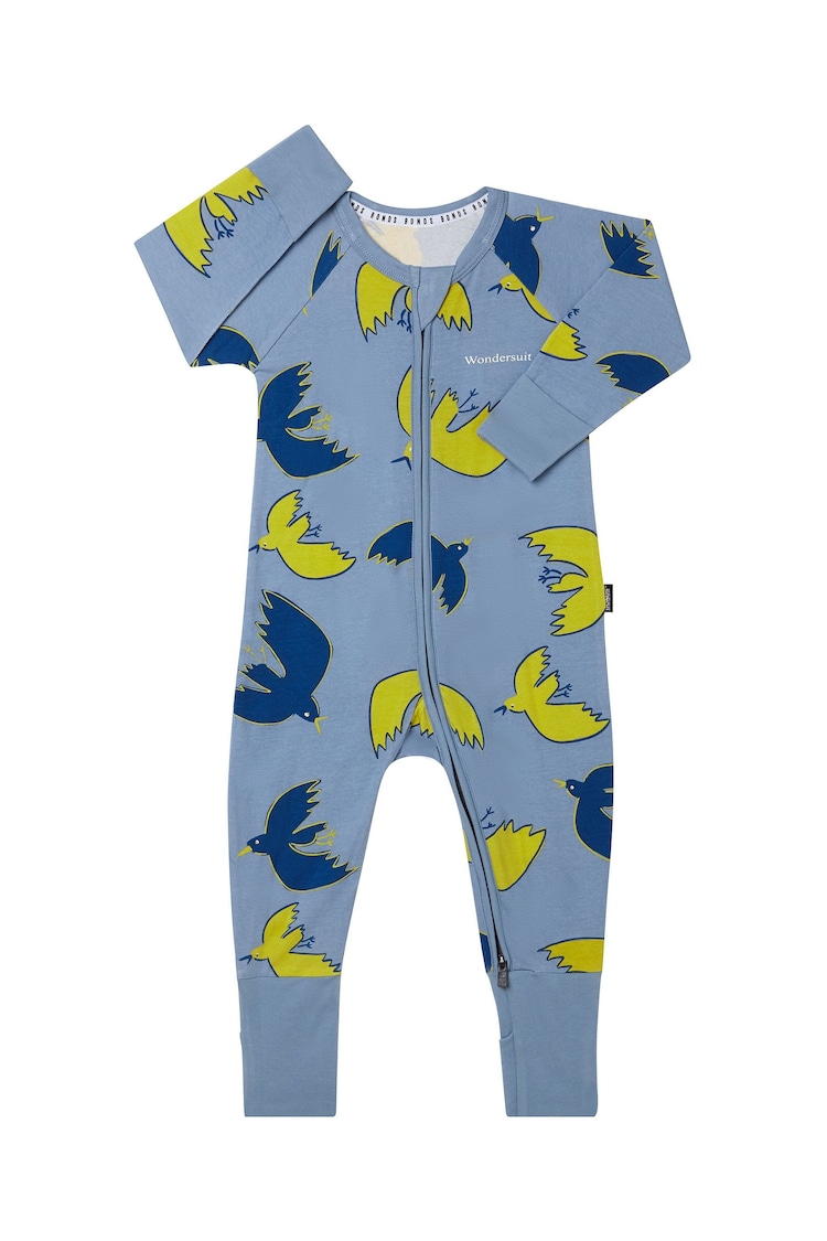 Bonds Blue Animal Design Zip Sleepsuit - Image 1 of 4