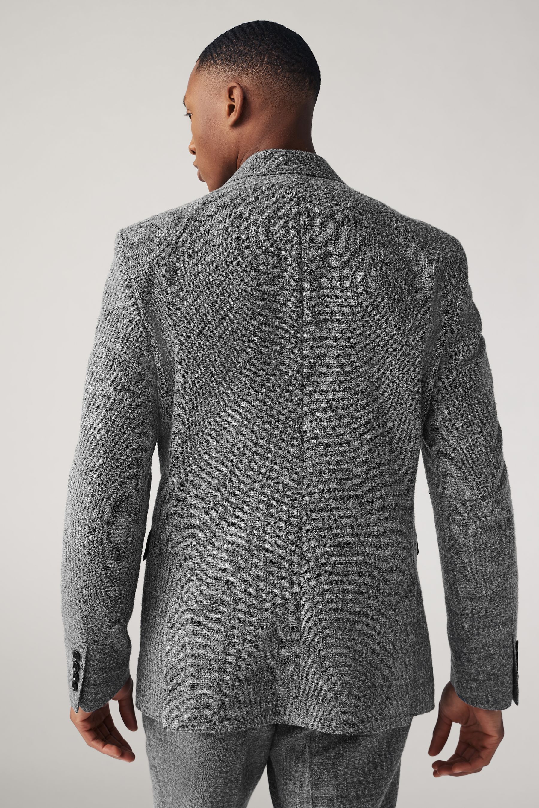 Buy Grey Slim Fit Boucle Texture Suit Jacket from Next Luxembourg
