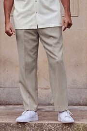 Neutral Slim Fit Waffle Texture Suit Trousers - Image 2 of 9