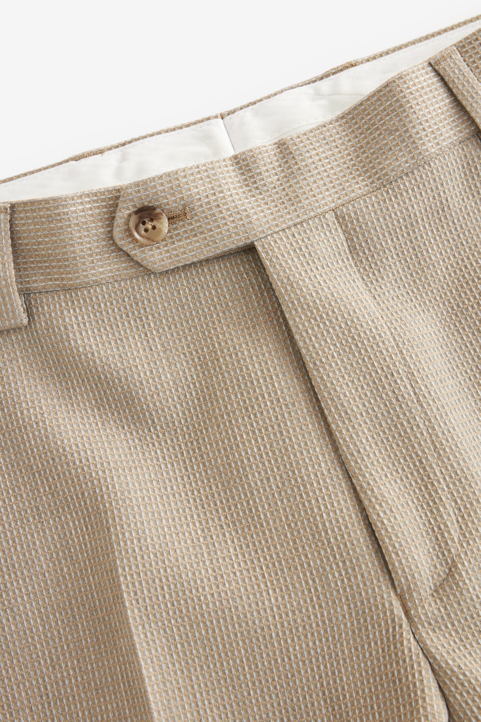 Neutral Slim Fit Waffle Texture Suit Trousers - Image 7 of 9
