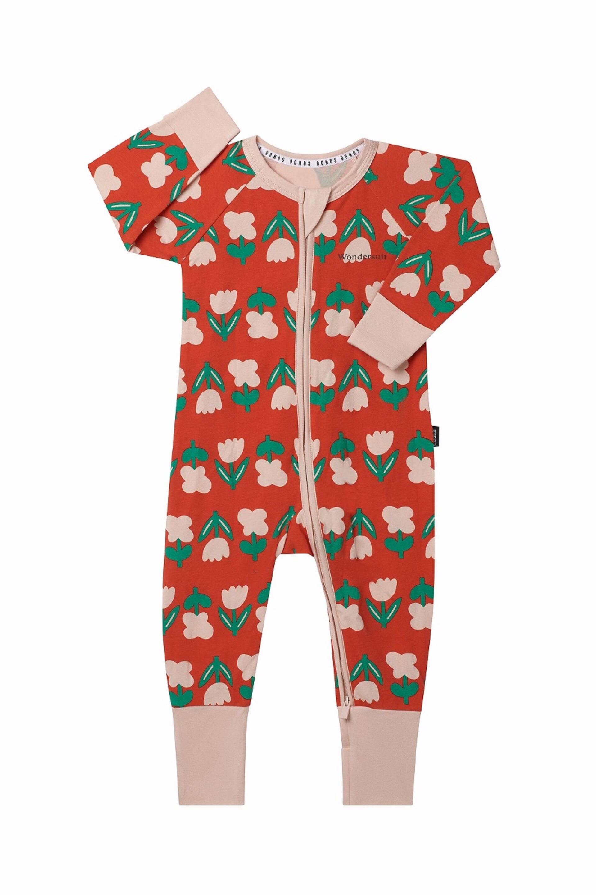 Bonds Red Tulip Floral Print  Zip Sleepsuit - Image 3 of 4