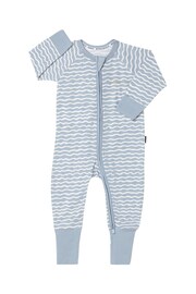 Bonds Blue Wavy Stripe Zip Sleepsuit - Image 2 of 3