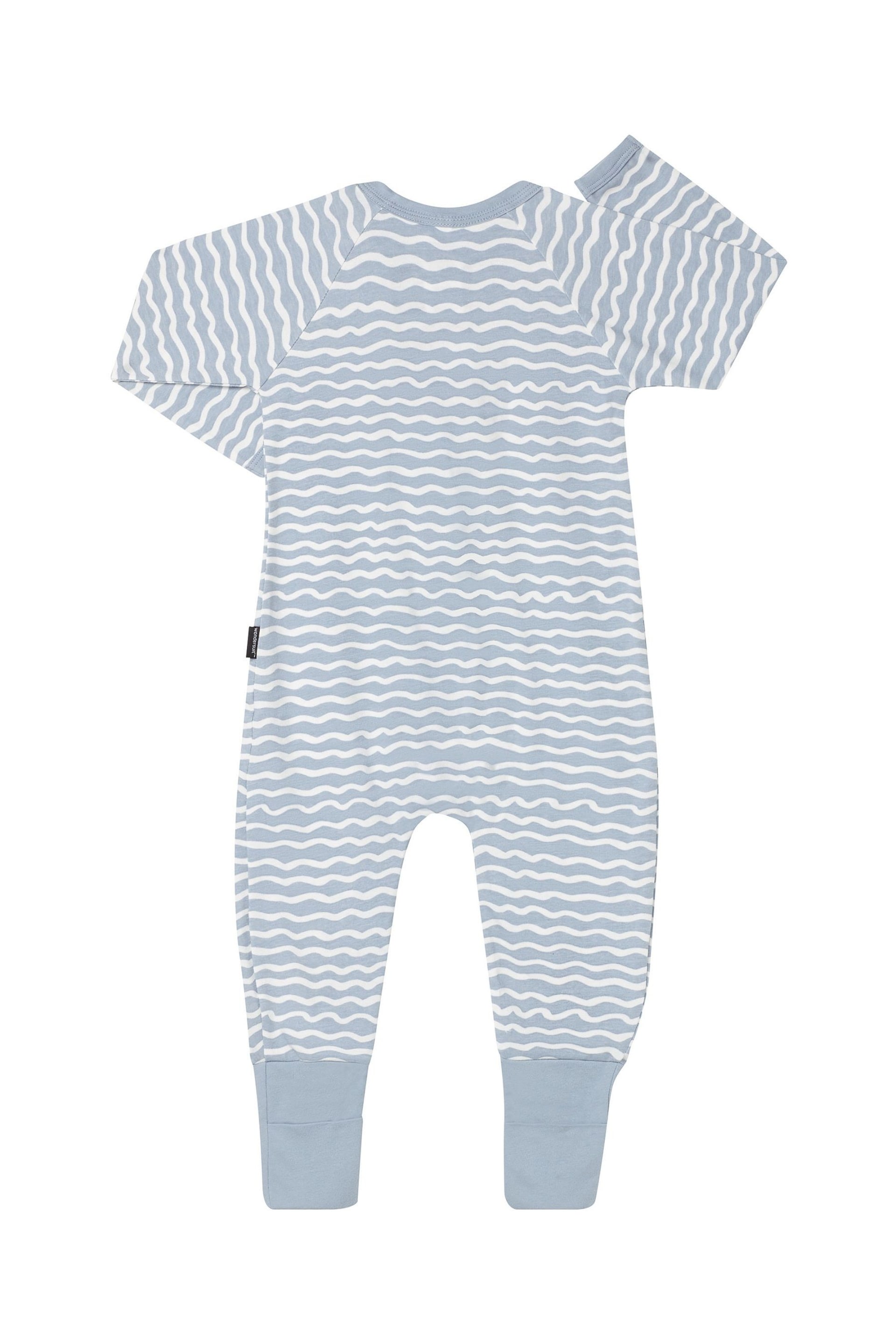 Bonds Blue Wavy Stripe Zip Sleepsuit - Image 3 of 3