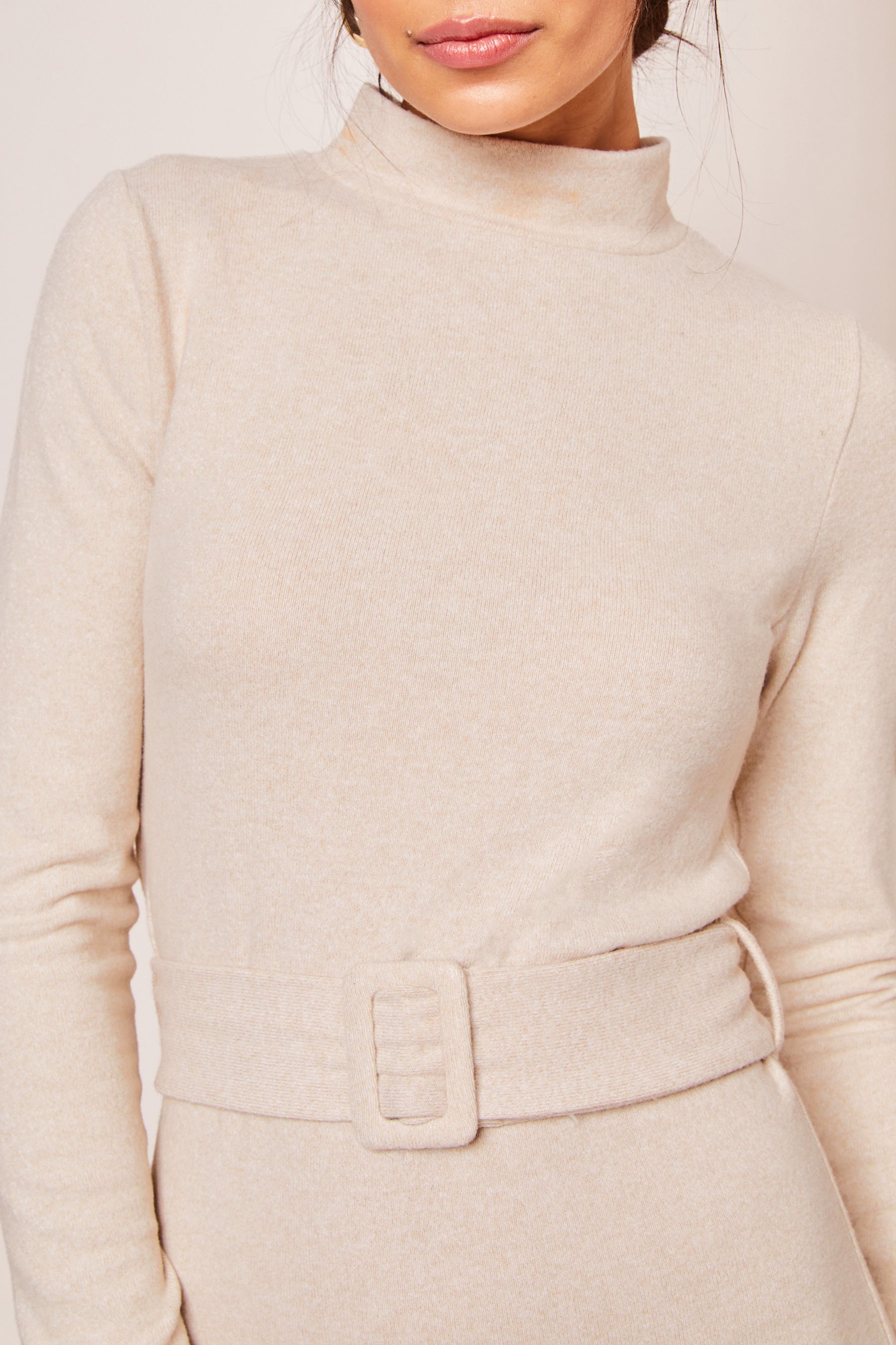 High neck beige jumper outlet