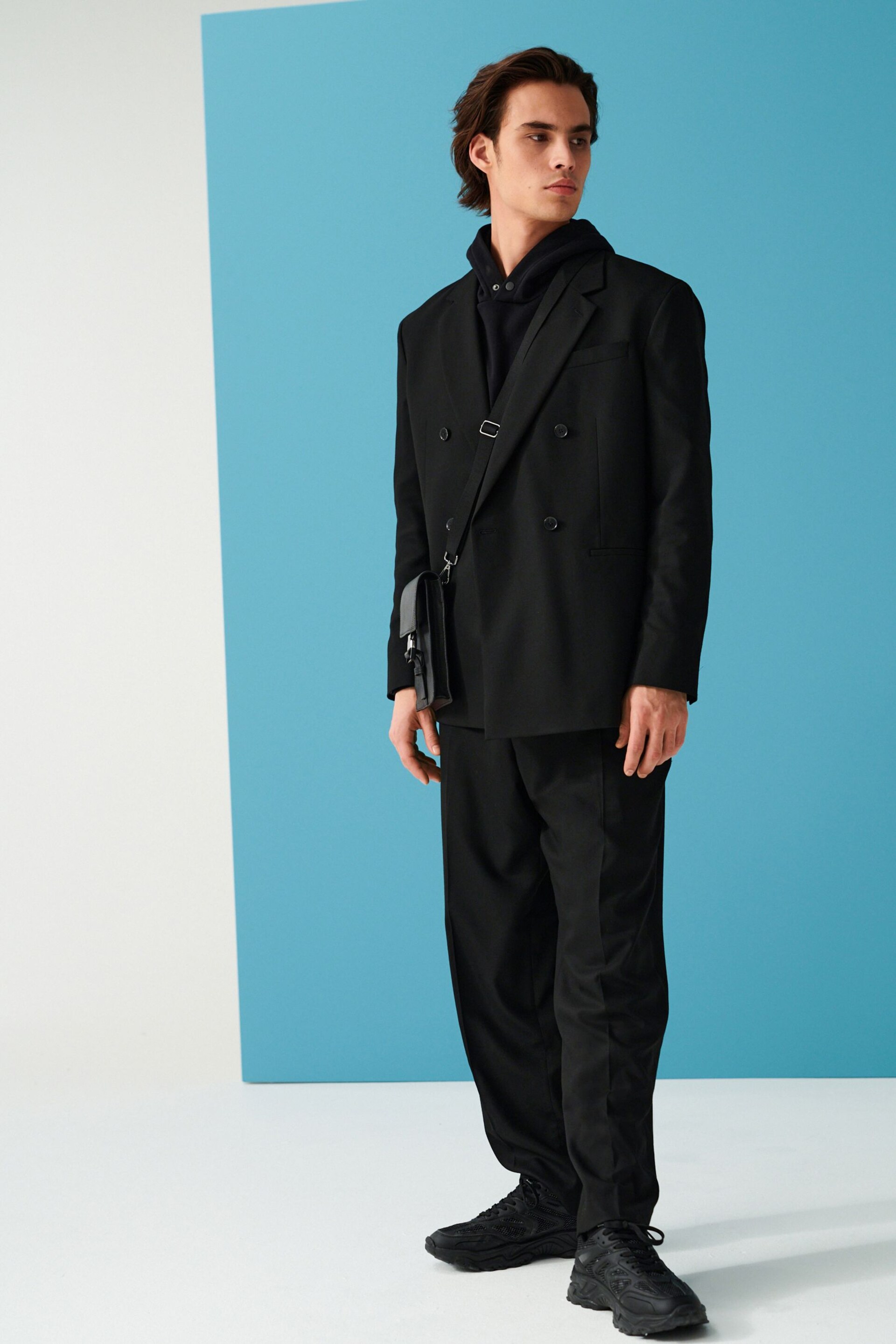 Black EDIT Relaxed Fit Textured Suit: Jacket - Image 2 of 10