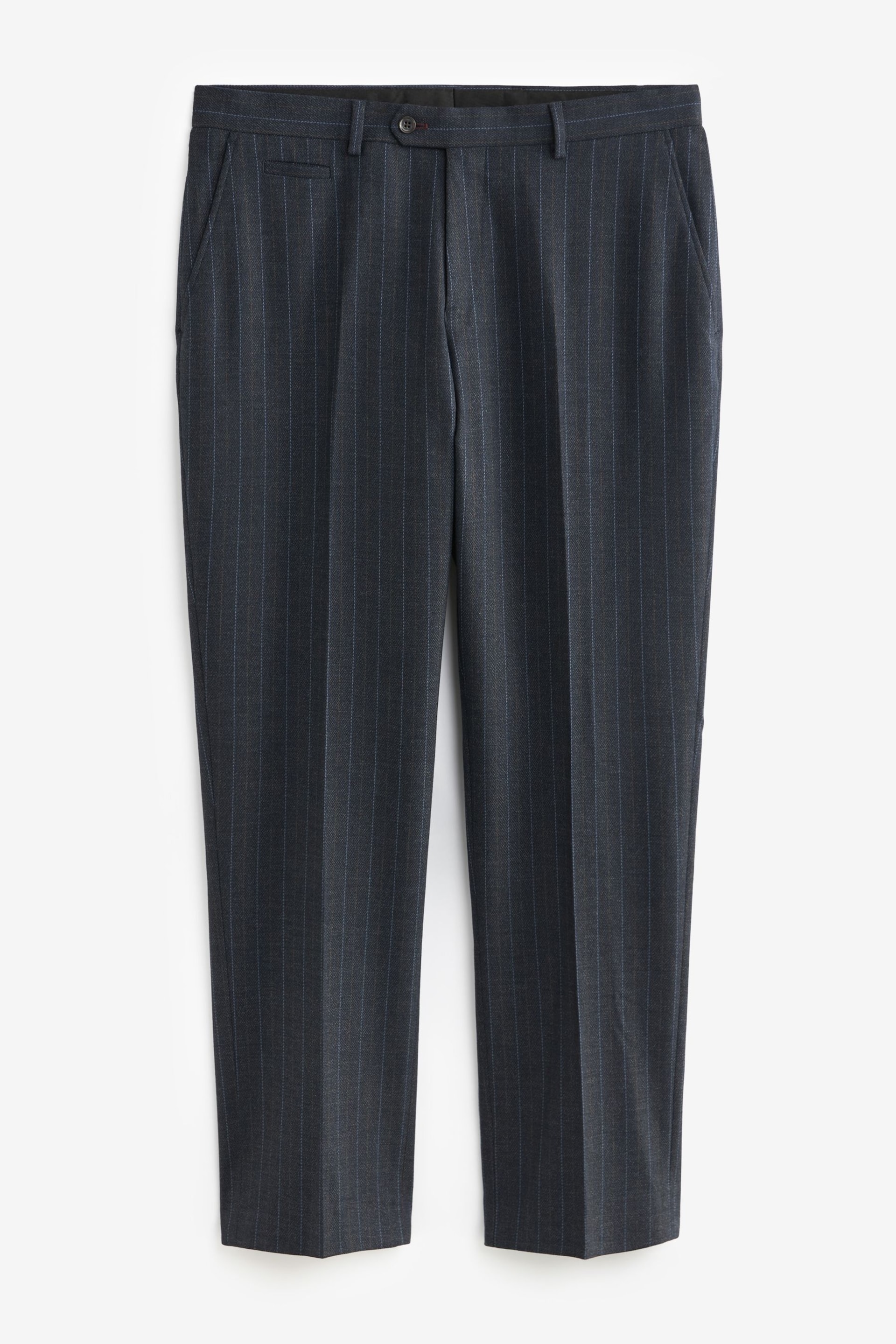 Navy Blue Tailored Fit Stripe Suit Trousers - Image 4 of 9