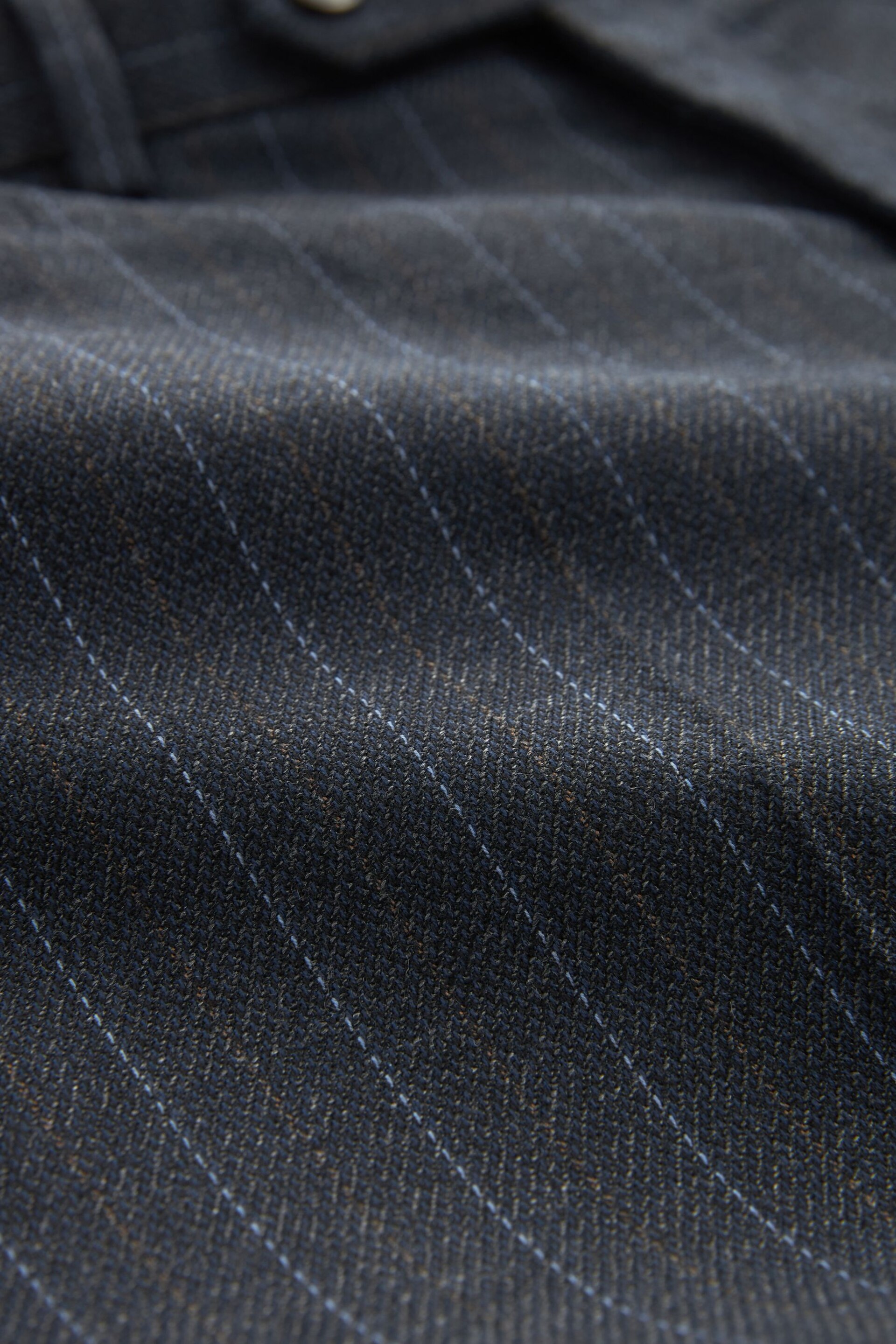 Navy Blue Tailored Fit Stripe Suit Trousers - Image 8 of 9