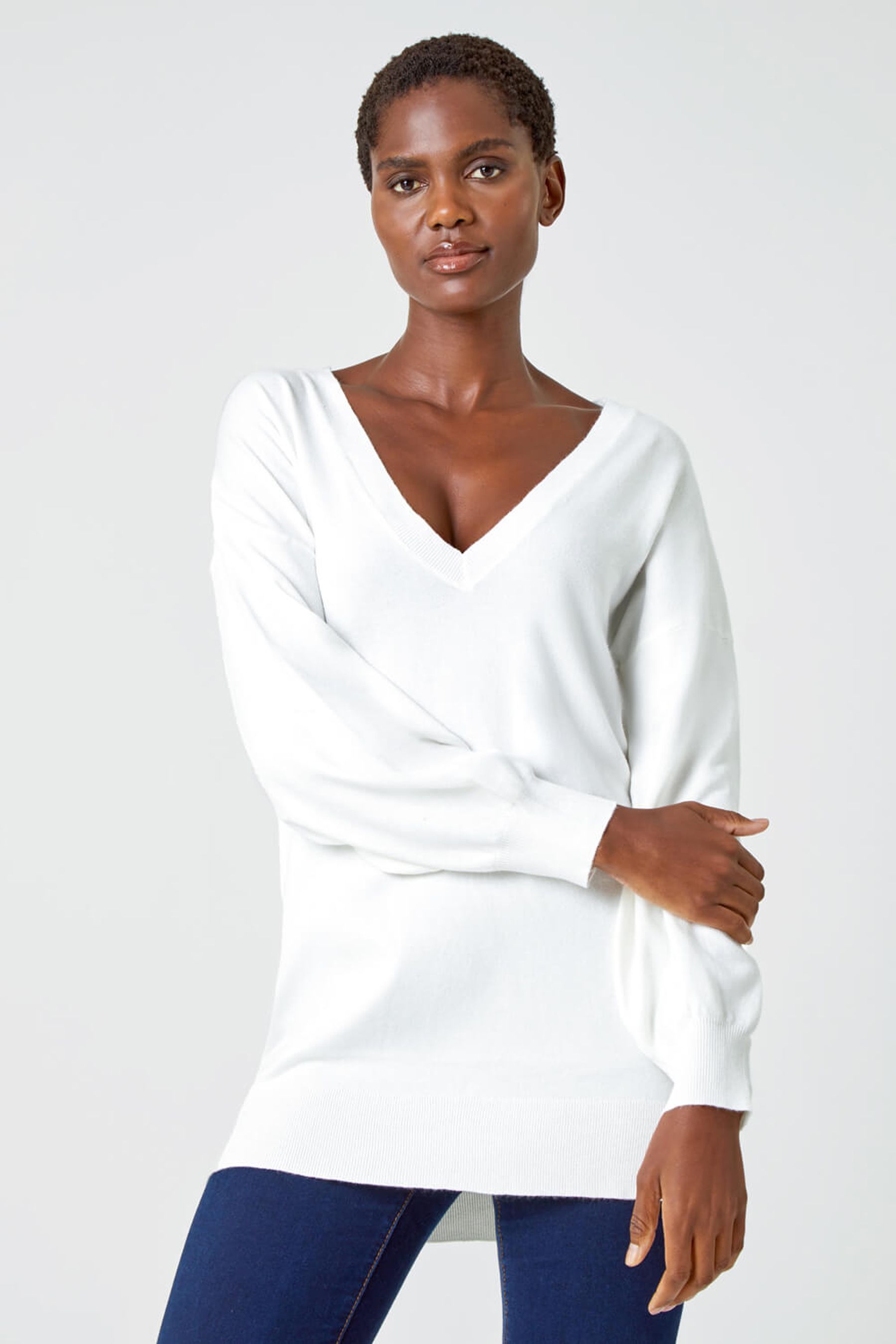 Long white jumper sale
