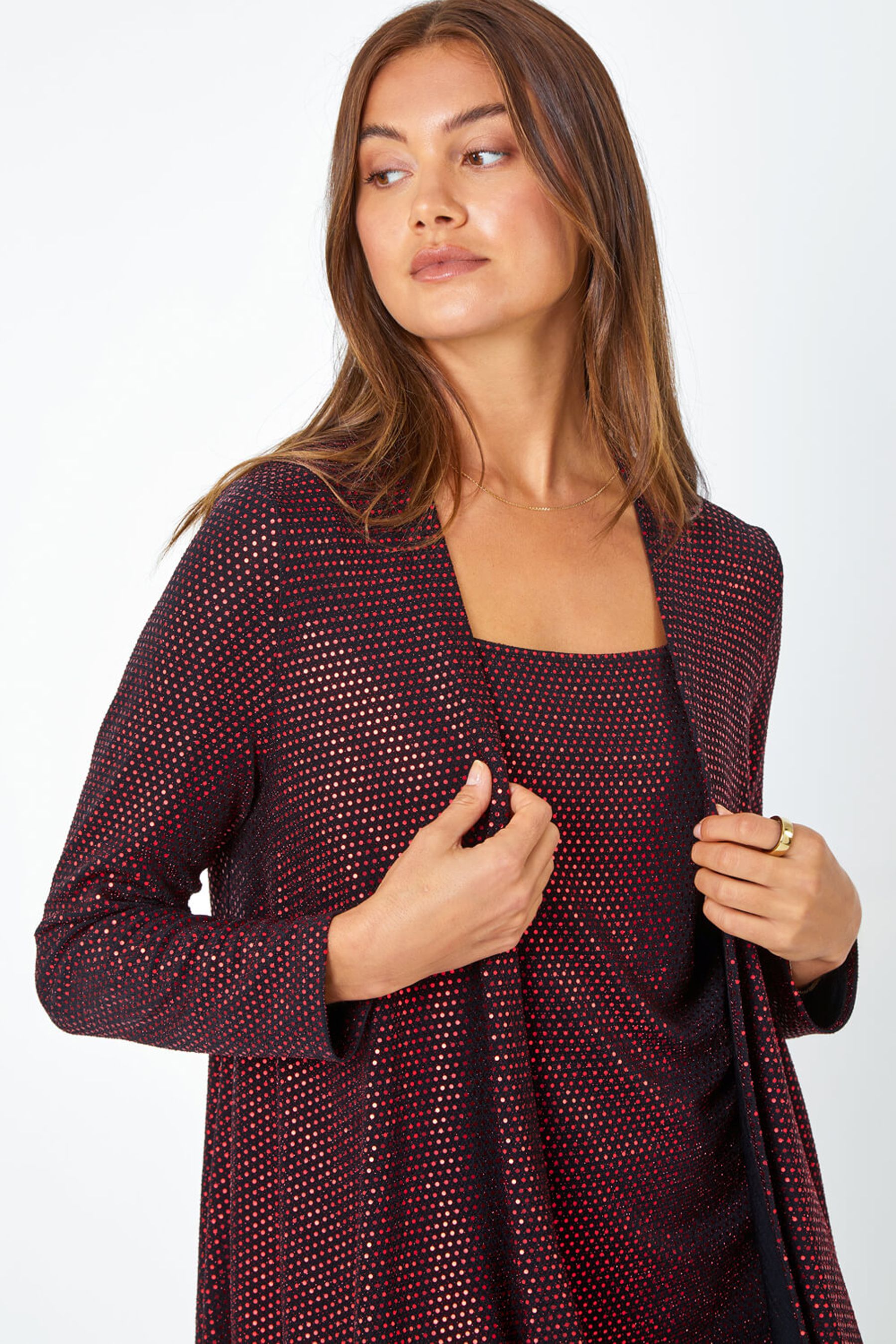 Red sparkly cardigan online
