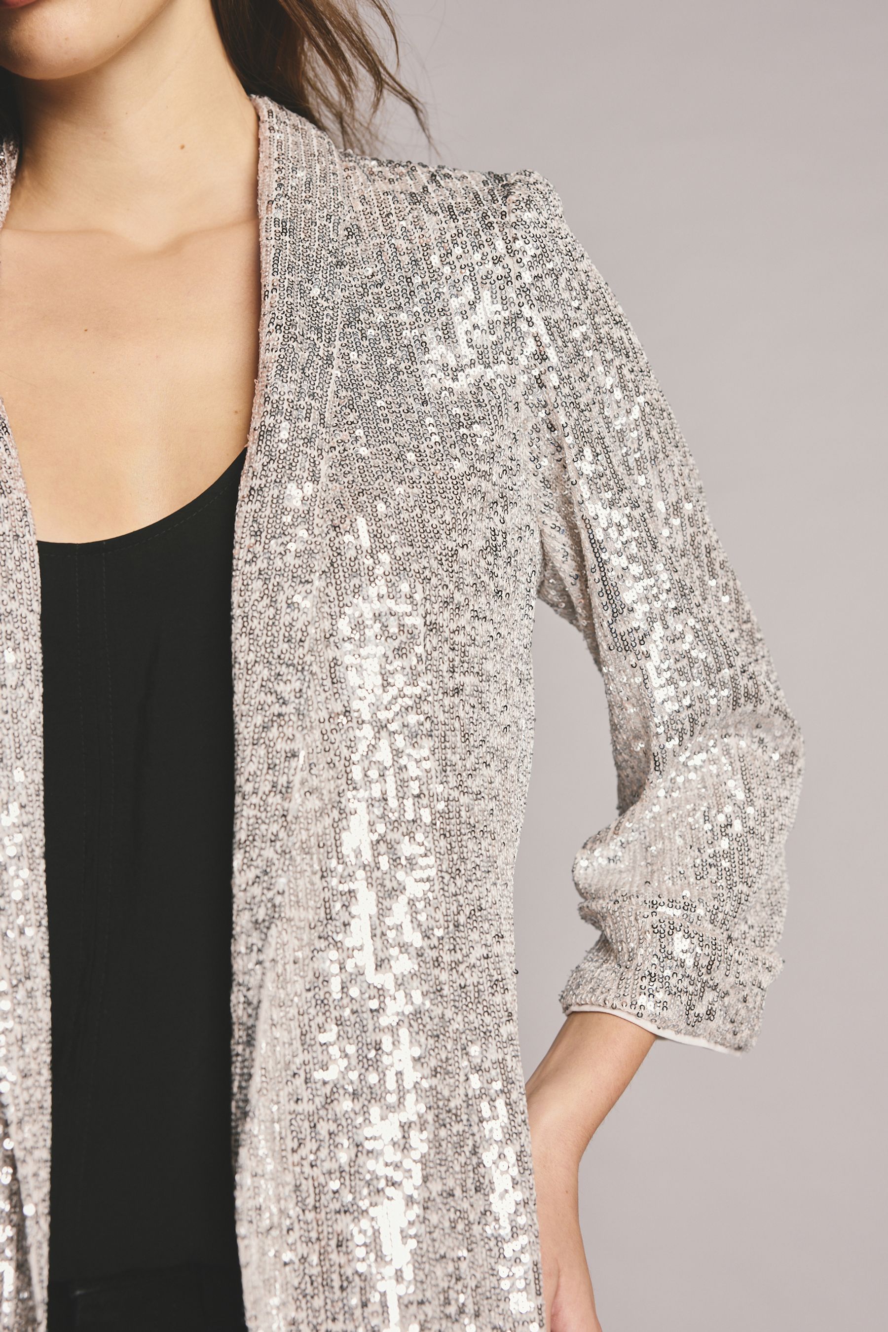 Blazer with sequin sleeves discount