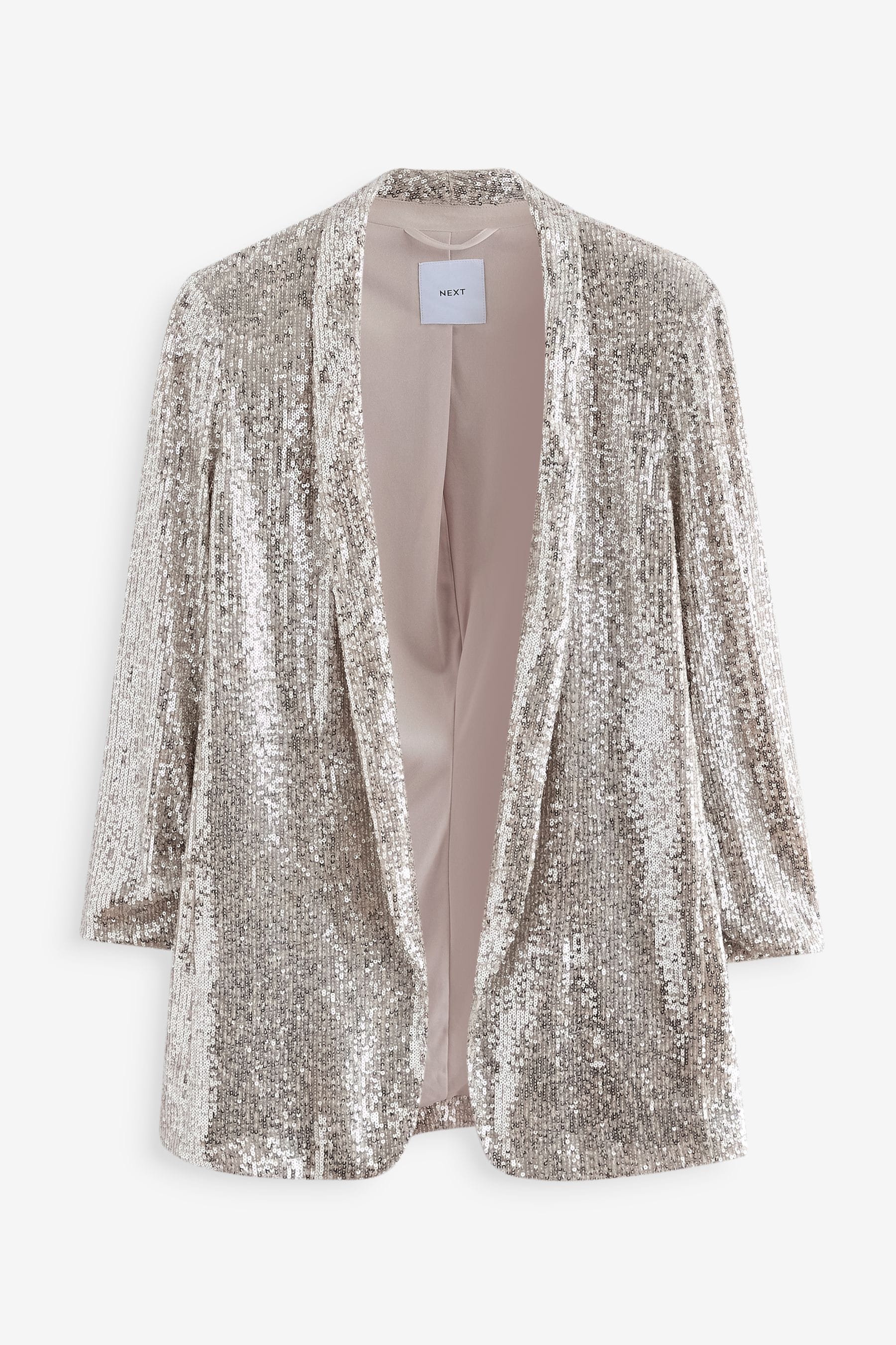 Buy Silver Sequin Ruched Sleeve Blazer from the Next UK online shop